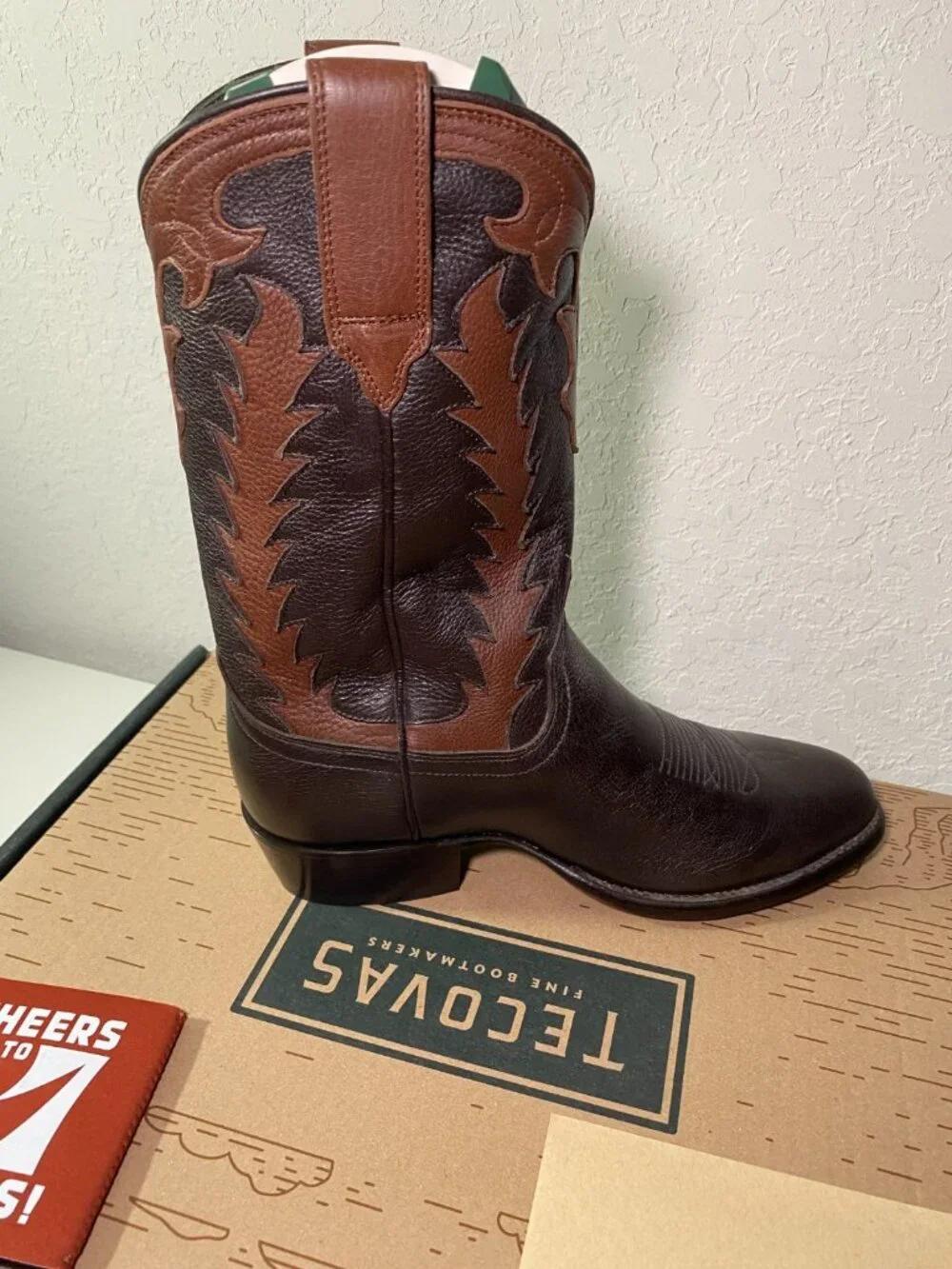 Tecovas Birthday Boot VII Limited Ed. Western Cowboy Boots Dark Chocolate Deer - Picture 7 of 16